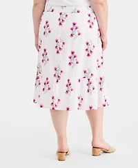 Style & Co Plus Printed Ladder-Stitch Midi Skirt, Macy's Exclusive