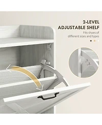 Homcom Slim Shoe Cabinet with 2 Flip Drawers and Adjustable Shelves,