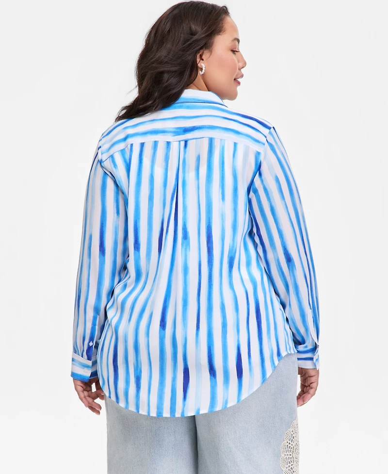 On 34th Trendy Plus Striped Shirt, Macy's Exclusive