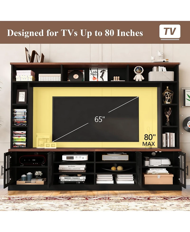 Streamdale Furniture 95.5" Entertainment Center with Bookshelves for TVs up to 80