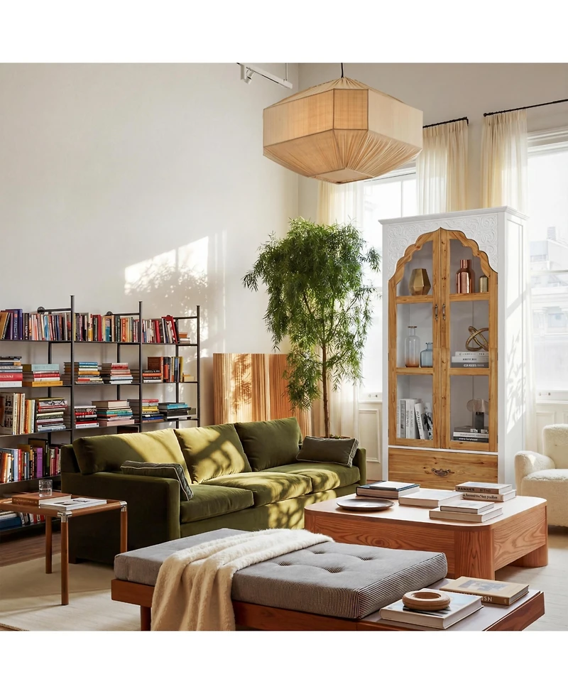 Homsee Wooden 3-Shelf Standard Bookcase with Acrylic Door, Drawer