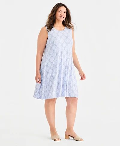 Style & Co Plus Size Sleeveless Printed Flip Flop Dress, Macy's Exclusive
