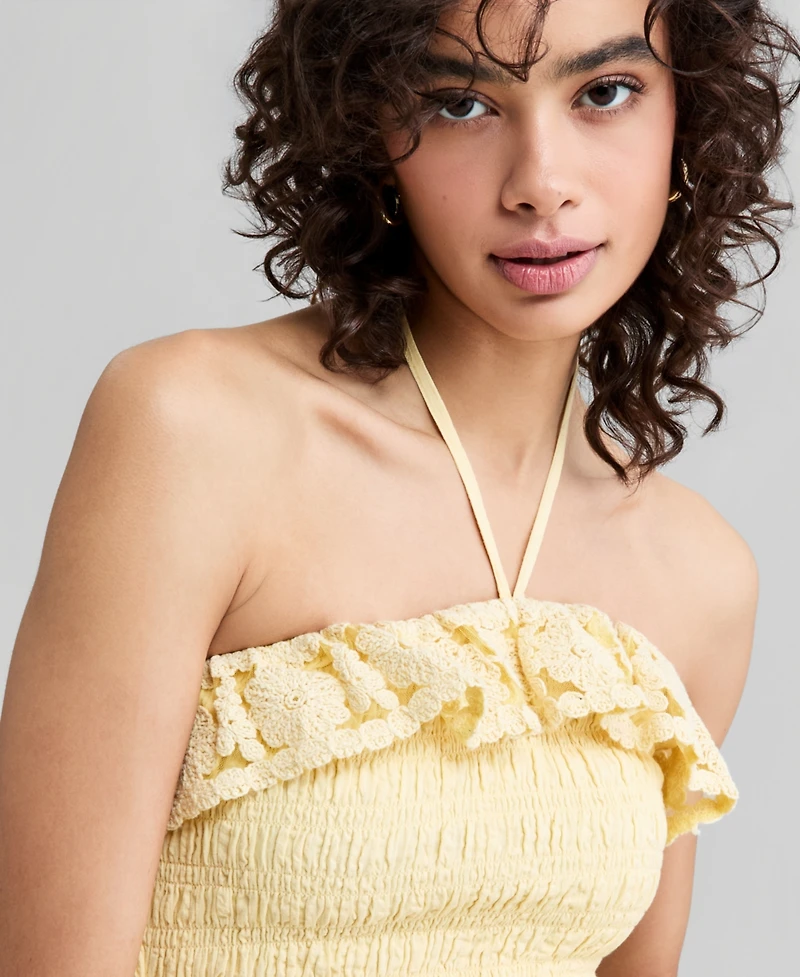 And Now This Women's Cotton Lace-Detail Fit & Flare Maxi Dress, Exclusively at Macy's