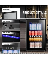 Cowsar 2.3 Cu.Ft Beverage Refrigerator, 95 Can Mini Fridge, Glass Door