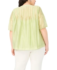 Vince Camuto Plus Puff-Sleeves with Front Pleats Top