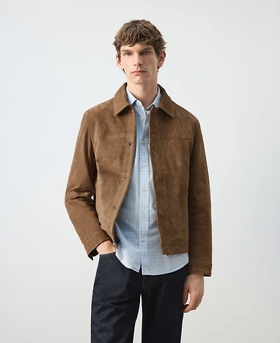 Mango Men's Leather Pockets Jacket