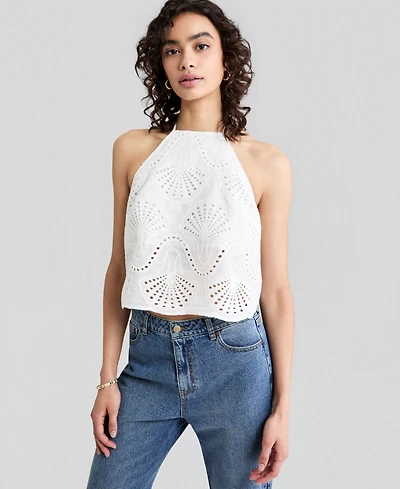 And Now This Women's Cotton Seashell Embroidered Halter Top, Macy's Exclusive