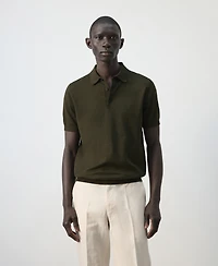 Mango Men's Cotton Fine-Knit Polo Shirt