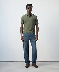 Mango Men's Microstructure Fine-Knit Polo Shirt