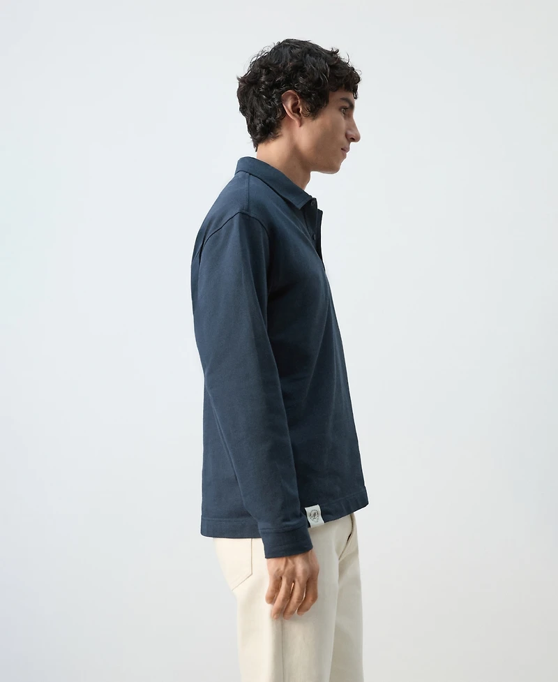 Mango Men's Cotton Embroidered Graphic Polo Shirt