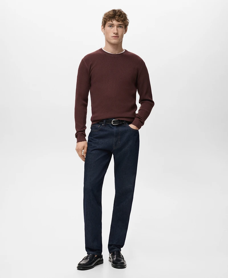 Mango Men's Fine Rib-Knit Cotton Sweater