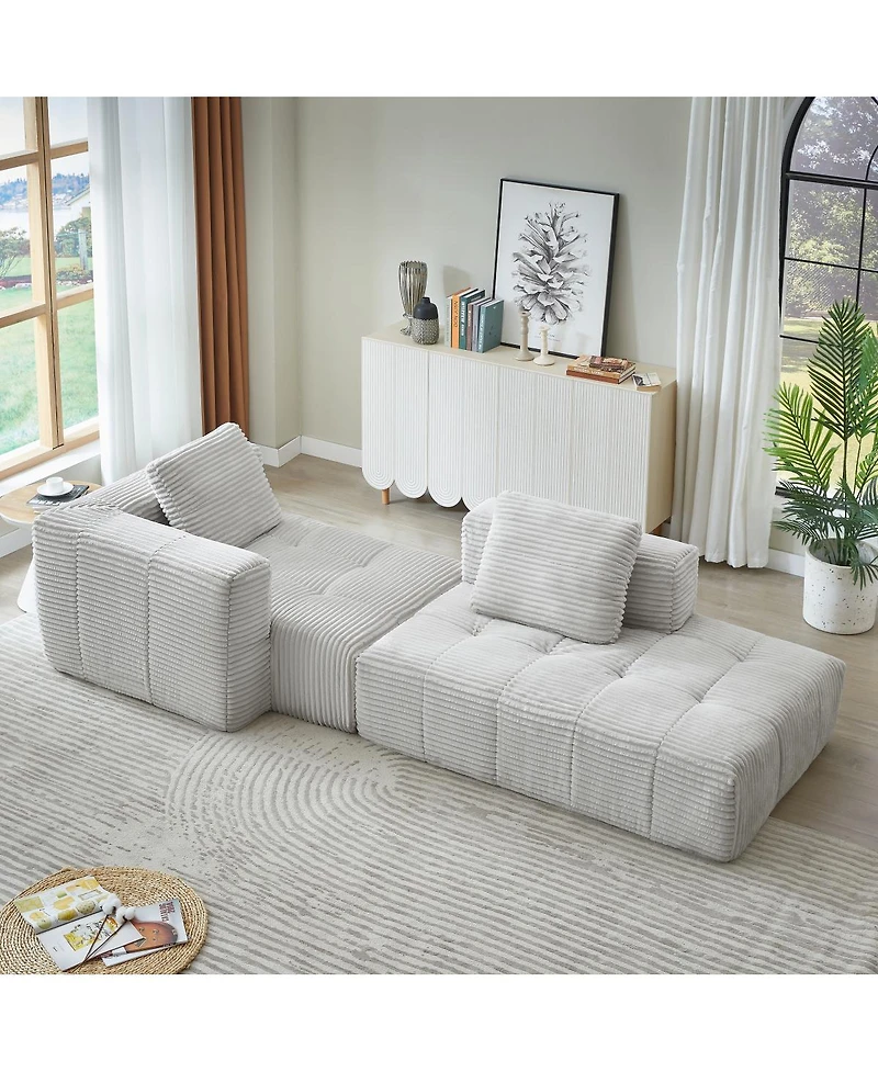 Streamdale Furniture L-Shape Modular Cloud Sectional Sofa with Chaise Lounge