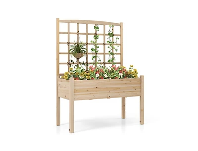 Slickblue Elevated Garden Planter with Lattice and Drainage