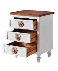 Streamdale Furniture Vintage Farmhouse End Table - Rustic Nightstand, 3 Drawers, Distressed