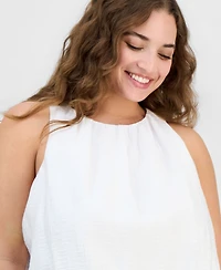 On 34th Trendy Plus Solid Bubble-Hem Round-Neck Tank, Macy's Exclusive