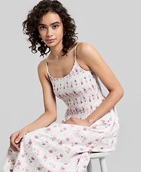 And Now This Women's Cotton Printed Smocked Midi Dress, Macy's Exclusive