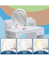 gaomon Kids 2-in-1 Vanity Set with Lighted Mirror and Stool