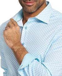 Nick Graham Men's Woven Mosaic Geometric Dress Shirt