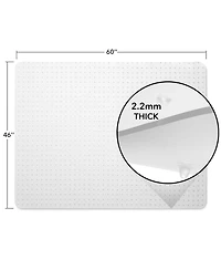 Workonit 46" x 60" Office Chair Desk Floor Mat for Low Pile Carpet, Clear