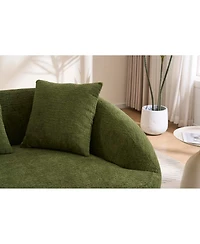 Streamdale Furniture Curved Boneless Sofa Loveseat, 2-Seater Green Chenille Compression Couch with 3 Pillows