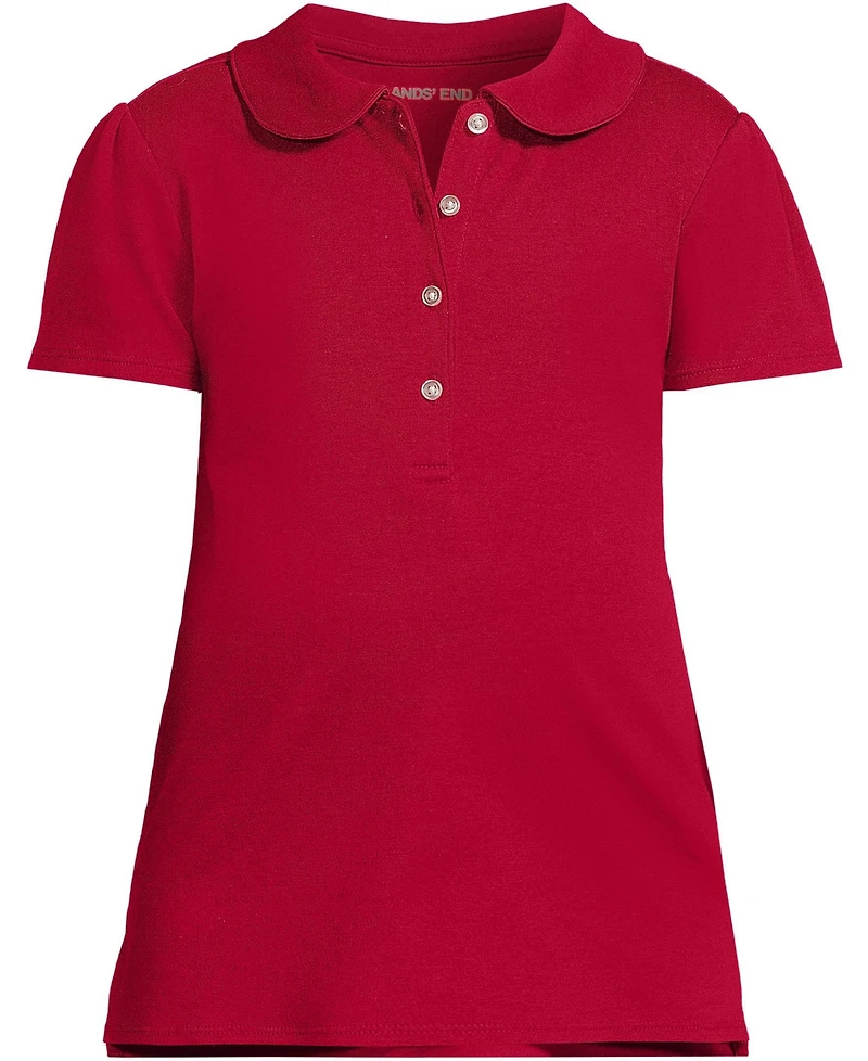 Lands' End Girls School Uniform Short Sleeve Peter Pan Collar Polo Shirt
