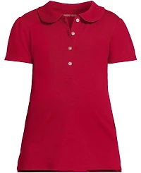 Lands' End Girls School Uniform Short Sleeve Peter Pan Collar Polo Shirt