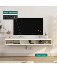 Streamdale Furniture Floating Tv Stand w/ Led & Power Outlet