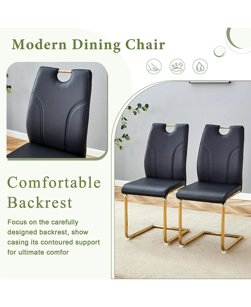 Streamdale Furniture Marble dining table and chair set with gold decoration - modern