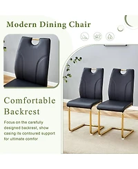 Streamdale Furniture Marble dining table and chair set with gold decoration - modern