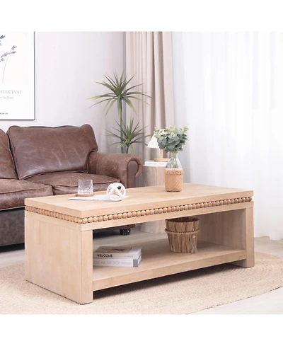 Streamdale Furniture Modern Wood Coffee Table - 47" Rectangular, Open Shelf