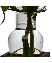 Danya B. Clear Amphora Vase on Half Moon Metal Stand