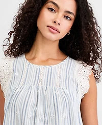Lucky Brand Women's Striped Cotton Linen Sleeveless Top