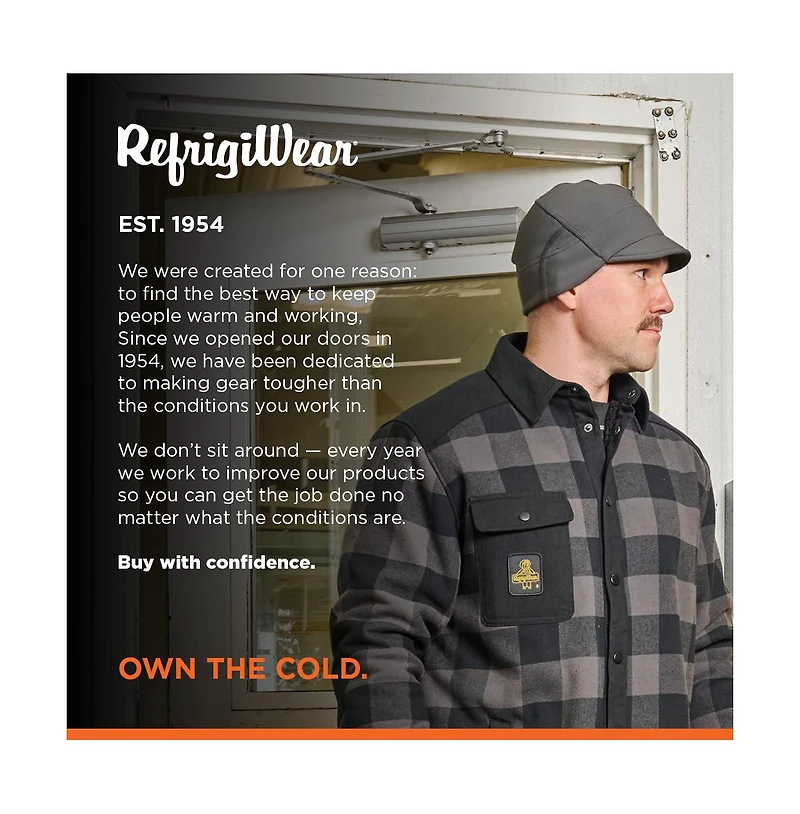 RefrigiWear Men's Beanie with Visor - Stretch Nylon/Spandex Shell, Fleece-Lined Winter Hat