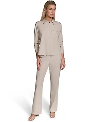 Calvin Klein Petite Collared Button-Down Blouse Top