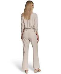 Calvin Klein Petite Collared Button Down Blouse Top Pull On Straight Leg Pants