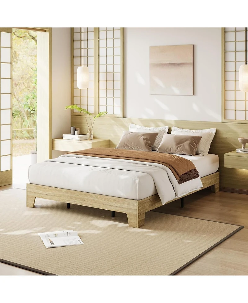 gaomon Platform Bed Frame Minimalist Design Wood Slats Support Underbed Storage Noise Free No Box Spring Easy