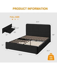 gaomon Upholstered Platform Bed Frame with Headboard & Storage Drawers, Wood Slats Support, No Box Spring Needed