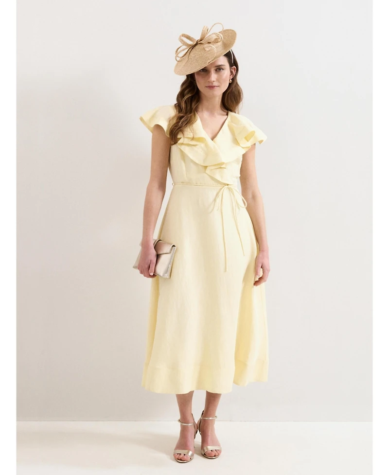 Phase Eight Women's Matilda Ruffle Linen Midi Dress