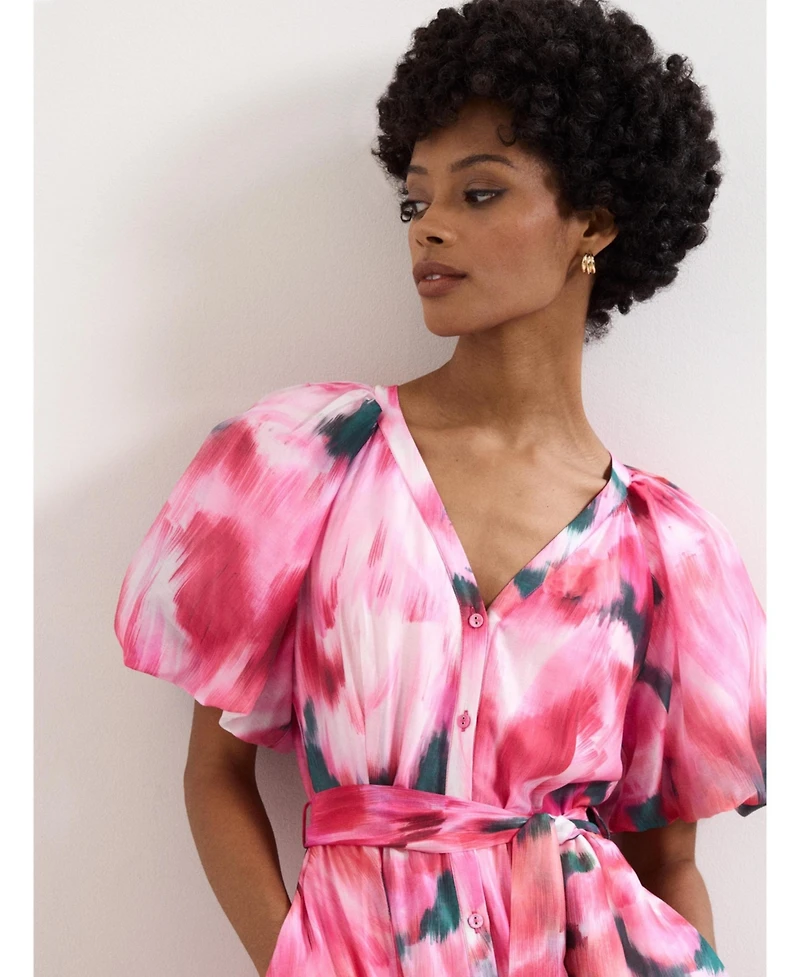 Phase Eight Women's Caterina Puff Sleeve V-Neck Shirt Dress