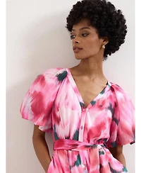 Phase Eight Women's Caterina Puff Sleeve V-Neck Shirt Dress