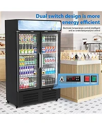 gaomon Commercial Refrigerators, 25.3 Cu.Ft. Upright Display Fridge, Beverage Cooler with Led Light, Adjustable Shelves