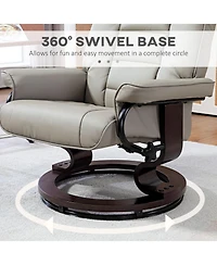Homcom Swivel Recliner with Ottoman, Faux Leather Reclining Chair, Gray