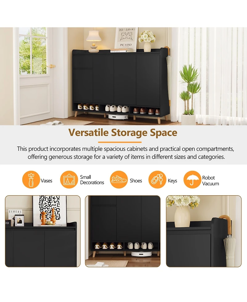 Casainc 55" Adjustable Shelves & Beveled Handles Contemporary Shoe Storage Cabinet