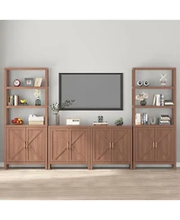 gaomon Farmhouse Oak Sideboard Buffet Cabinet - x-Shaped Door Kitchen Storage Cabinet with Adjustable Shelves for Hallway Entry Living Room