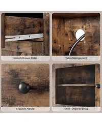 gaomon Retro Color Kitchen Pantry Cabinet with Microwave Stand and Coffee Bar 4 Doors