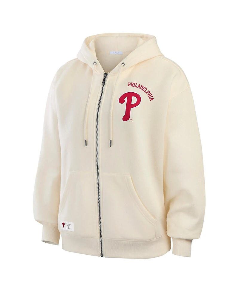 Wear by Erin Andrews Women's Cream Philadelphia Phillies Full-Zip Hoodie