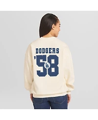 Wear by Erin Andrews Women's Cream Los Angeles Dodgers Heavyweight Crew Neck Sweatshirt