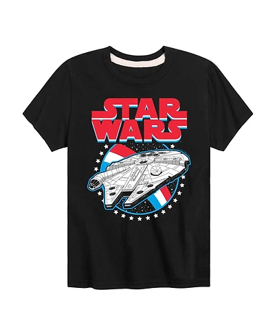 Star Wars Boys' 8-20 Millennium Falcon Americana Short-Sleeve Graphic T-Shirt