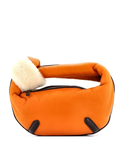 Pre-Owned Bottega Veneta Mini Aviator Jodie Hobo Leather with Shearling