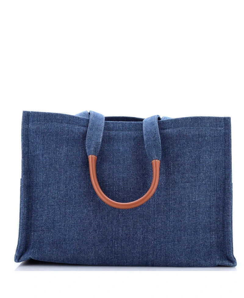 Pre-Owned Celine Large Cabas Thais Tote Denim with Applique